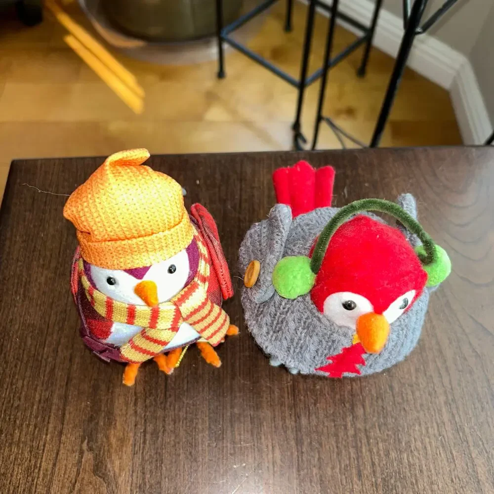 Target Wondershop Featherly Friends fabric bird figurines Conifer & saffron